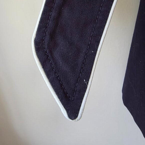 ANN TAYLOR Trench Coat | Large | Navy Blue, Double Breasted, Belt Lined Trim - Picture 5 of 10